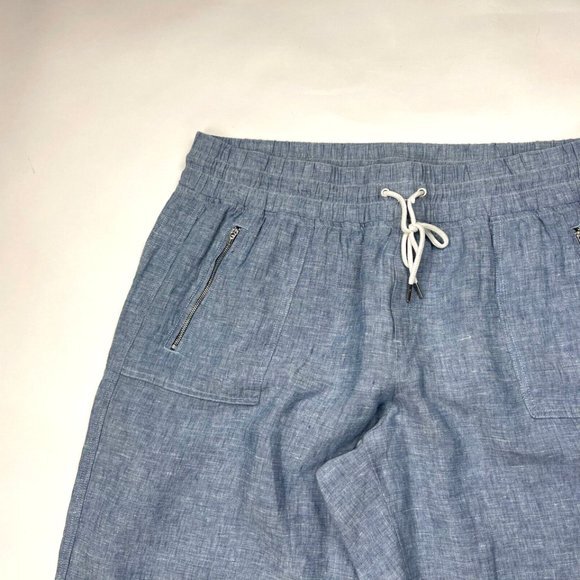 Athleta Cabo Linen Wide Leg Pants Women 20‎ Elastic Waist Pockets Lightweight - Picture 4 of 14